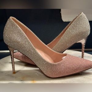 BigTree 2 Tone Glitter Silver & Pink Pointed Toe Stilettos Metals Sz. 42